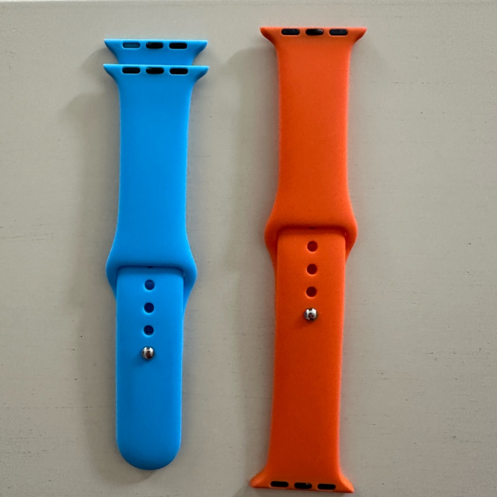 2 New Apple Watch Bands 38mm Blue Orange NWOT